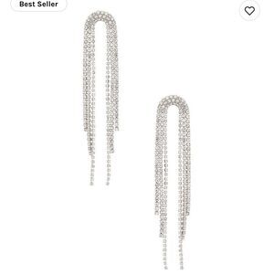 REVOLVE Silver Crystal Fringe Drop Earrings